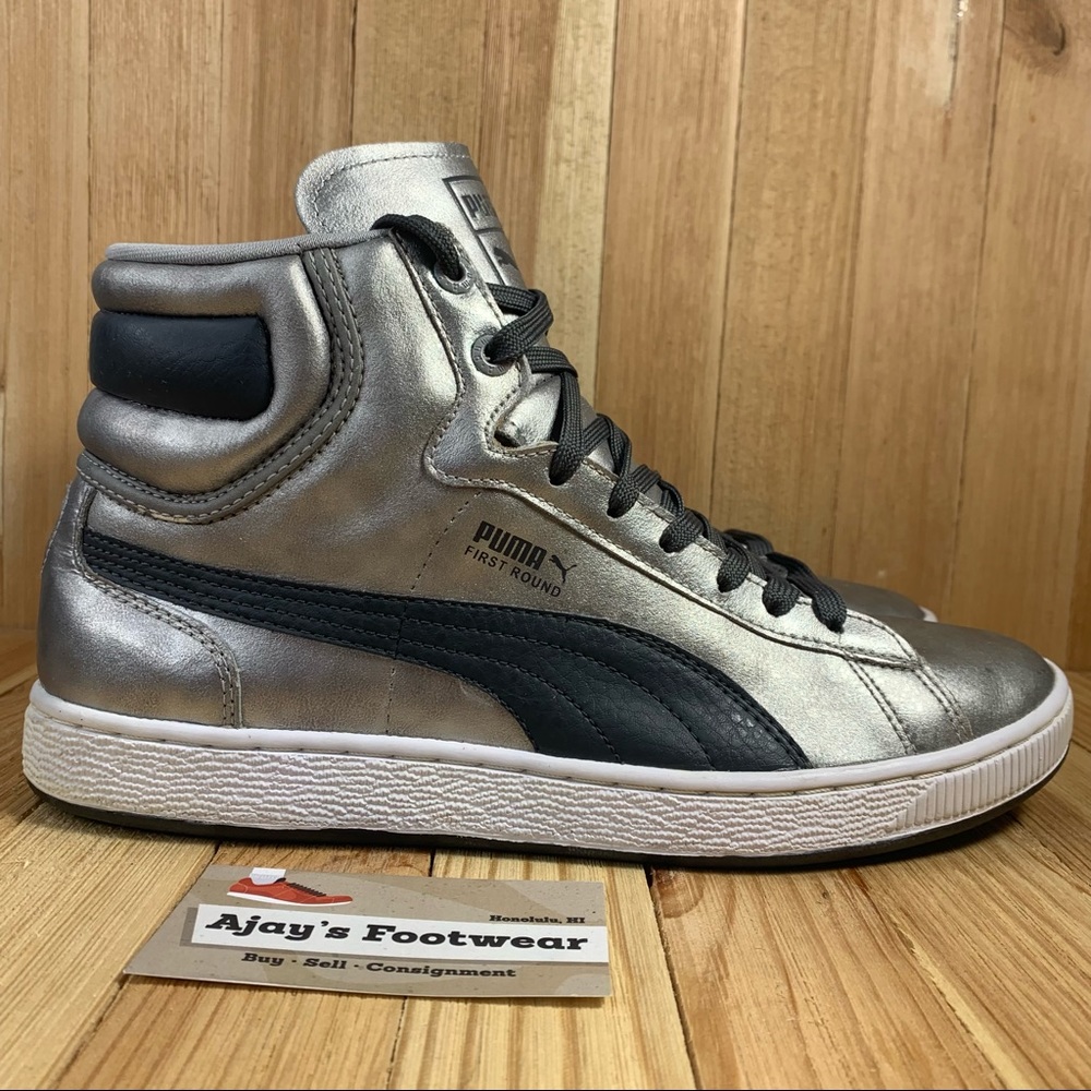 Puma First Round High Top Metallic Silver 348349 01 Men’s Size: 8.5 Shoes